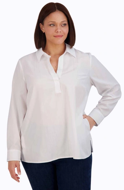 Shop Foxcroft Sophia Tonal Stripe Tunic Top In White