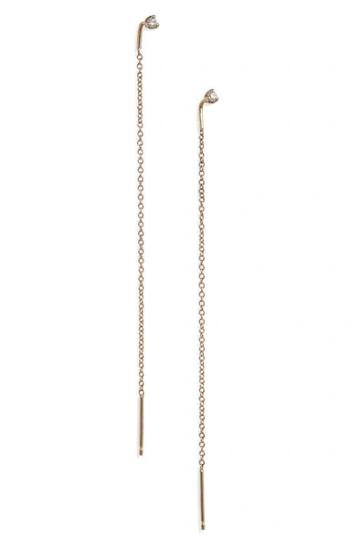 Shop Zoë Chicco Diamond Threader Earrings In Yellow Gold