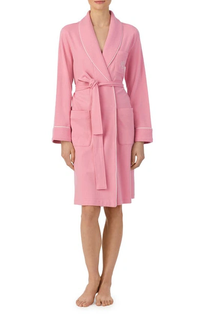 Shop Lauren Ralph Lauren Quilted Collar Robe In Rose