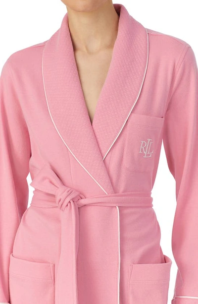 Shop Lauren Ralph Lauren Quilted Collar Robe In Rose