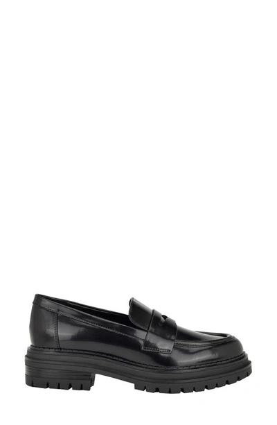 Shop Calvin Klein Grant Lug Sole Penny Loafer In Black