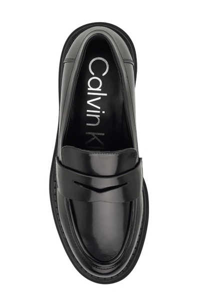 Shop Calvin Klein Grant Lug Sole Penny Loafer In Black