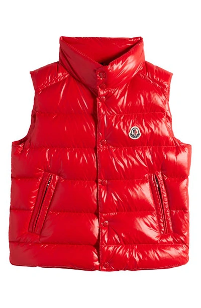 Shop Moncler Kids' Tib Quilted Down Puffer Vest In Red