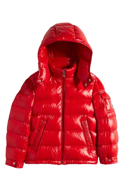 Shop Moncler Kids' New Maya Hooded Down Puffer Jacket In Red
