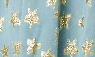 Shop Ciebon Sallie Metallic Star Print Long Sleeve Minidress In Dusty Blue