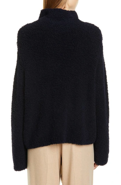Shop Vince Teddy Wool & Cashmere Blend Funnel Neck Sweater In Navy