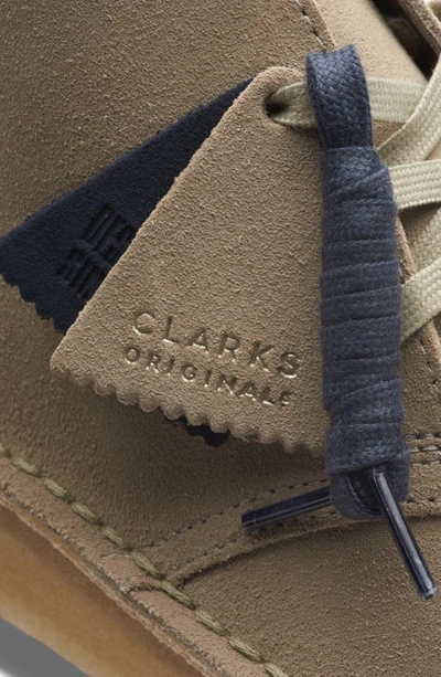 Shop Clarks Desert Boot In Stone Suede