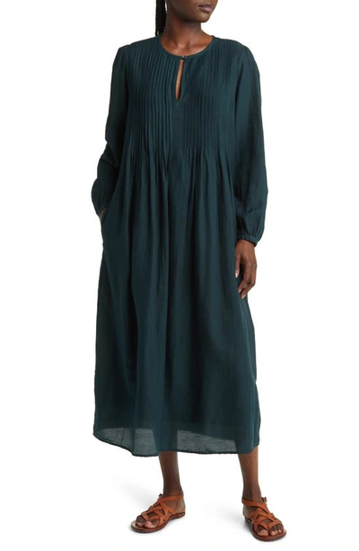 Shop Xirena Marta Long Sleeve Cotton & Silk Dress In Dark Teal