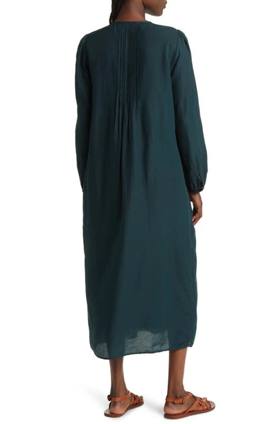 Shop Xirena Marta Long Sleeve Cotton & Silk Dress In Dark Teal