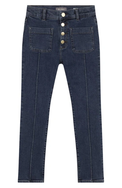Shop Dl1961 Kids' Emie Exposed Button Straight Leg Jeans In Seacliff (performance)