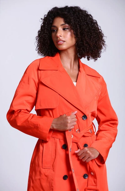Shop Avec Les Filles Belted Water Resistant Trench Coat In Poppy