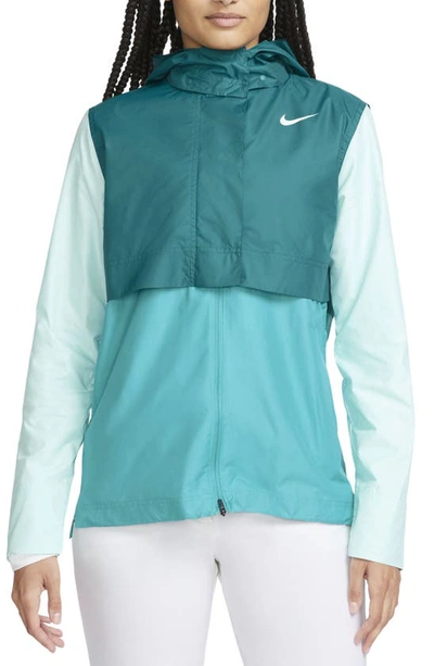 Shop Nike Tour Water Repellent Hooded Golf Jacket In Geode Teal/ Teal Nebula