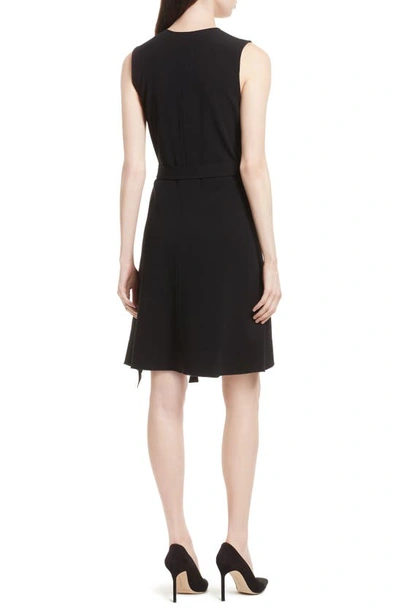 Shop Theory Desza Belted Admiral Crepe Fit & Flare Dress In Black