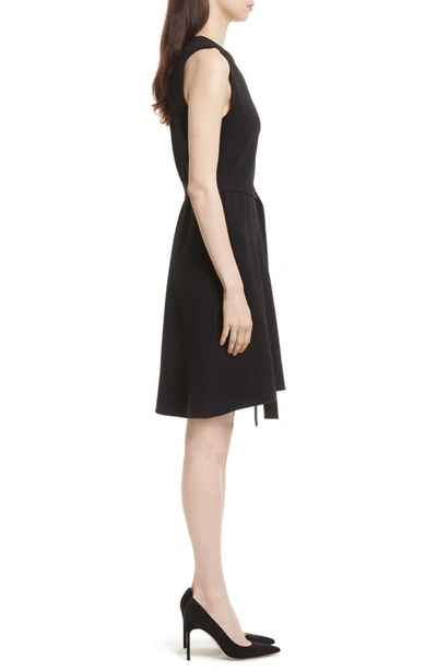 Shop Theory Desza Belted Admiral Crepe Fit & Flare Dress In Black