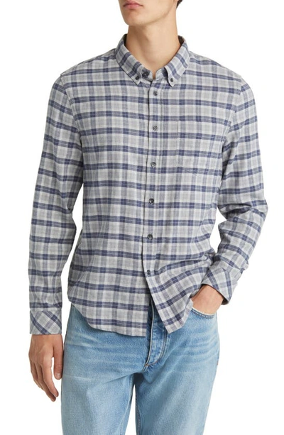 Shop Rails Reid Regular Fit Plaid Stretch Cotton Button-down Shirt In Faded Navy Melange