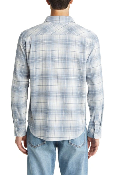 Shop Rails Sussex Regular Fit Plaid Stretch Cotton Flannel Button-up Shirt In Glacier Denim White