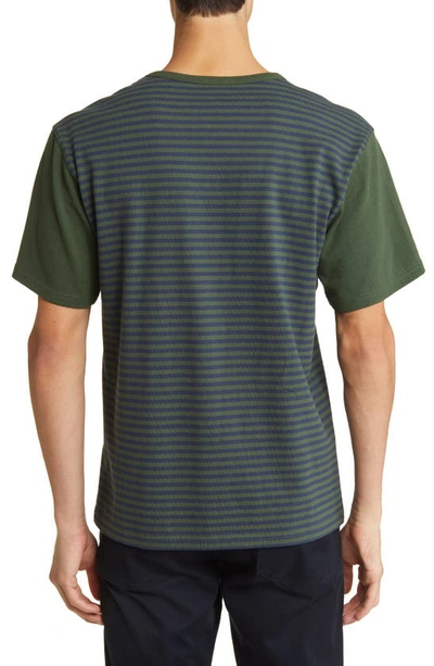 Shop Rails Sato Stripe Clorblock Cotton T-shirt In Evergreen Navy Stripe