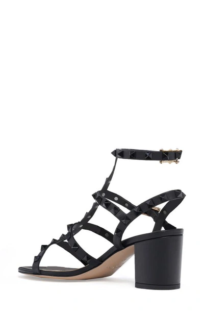 Shop Valentino Rockstud Block Heel Sandal In Black Tonal