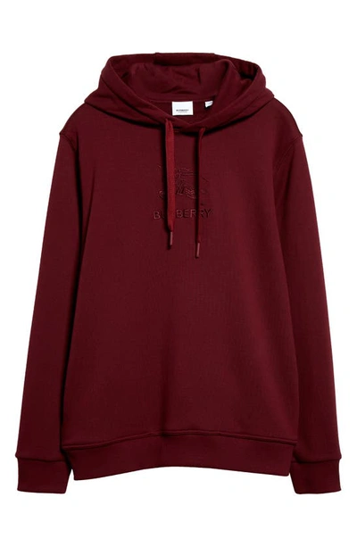 Burberry Embroidered Ekd Cotton Hoodie In Deep Crimson ModeSens