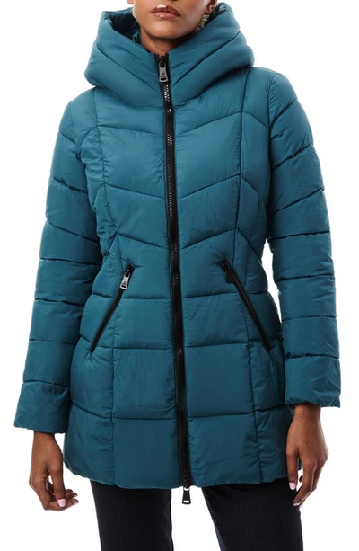 Shop Bernardo Hooded Water Resistant Puffer Jacket In Astro Green