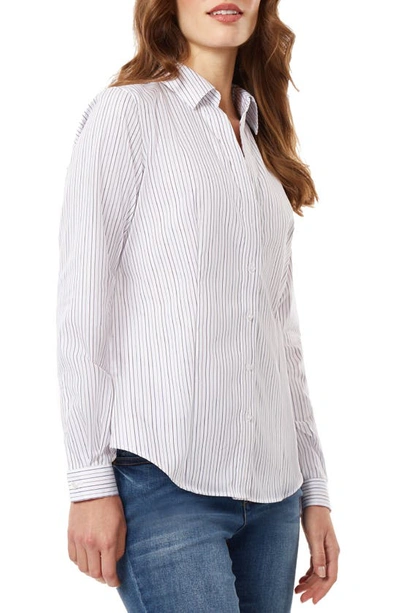 Shop Jones New York Stripe Easy Care Button-up Shirt In Nyc White/ Bordeaux Multi