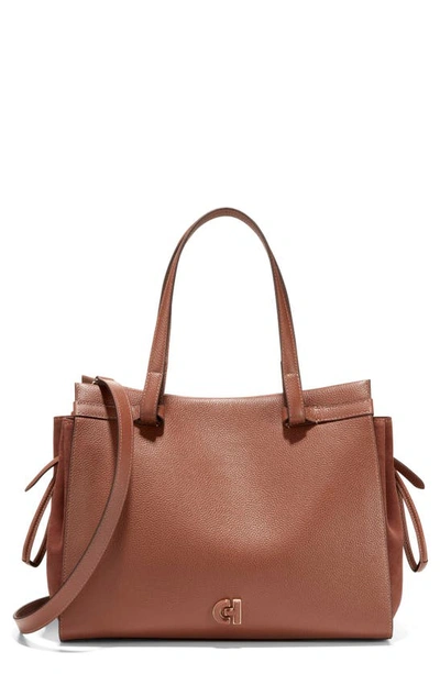 Shop Cole Haan Grand Ambition Leather Cinched Satchel Bag In Dark Sequoia