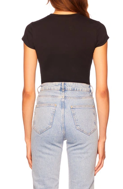 Susana Monaco Fitted Cap Sleeve Tee In Black
