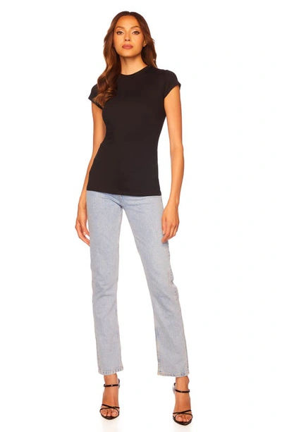 Susana Monaco Fitted Cap Sleeve Tee In Black