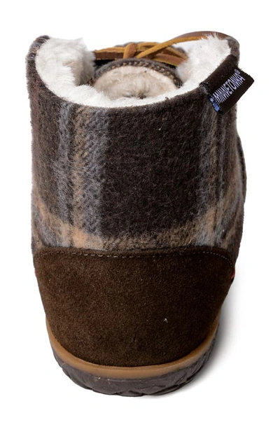 Minnetonka Torrey Faux Fur Lined Slipper Bootie In Chocolate Multi