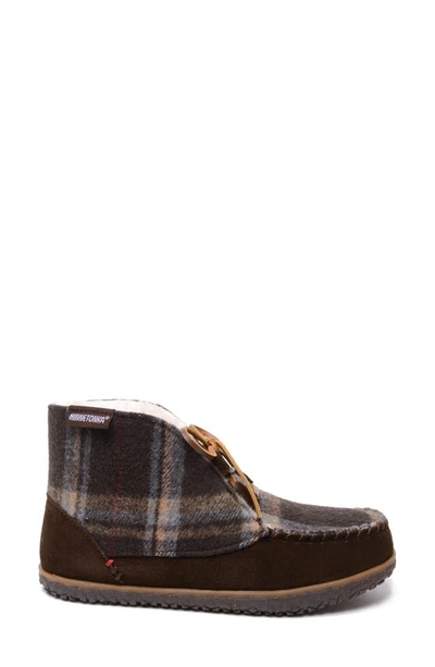 Minnetonka Torrey Faux Fur Lined Slipper Bootie In Chocolate Multi