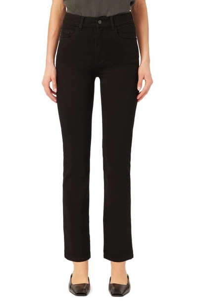 Shop Dl1961 Patti High Waist Ankle Straight Leg Jeans In Black Peached Ultimate
