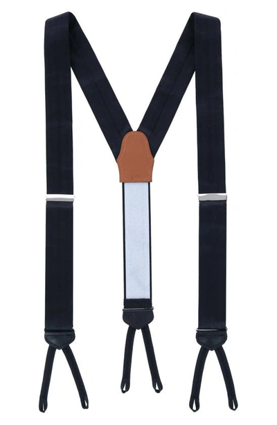 Shop Trafalgar Classic Herringbone Silk Suspenders In Black