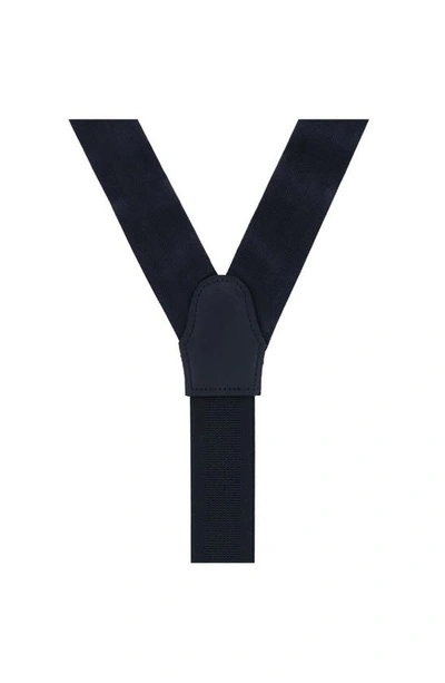 Shop Trafalgar Classic Herringbone Silk Suspenders In Black