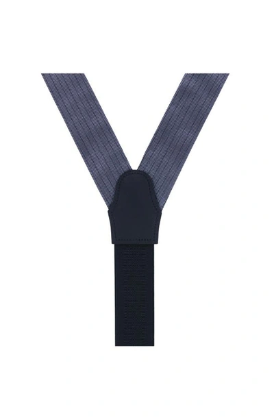 Shop Trafalgar Classic Herringbone Silk Suspenders In Pewter