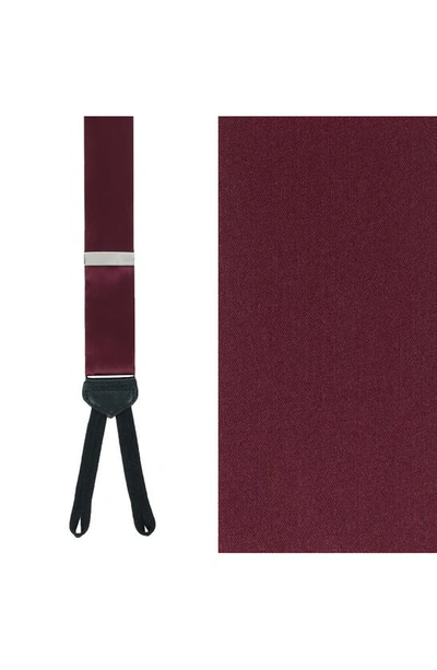 Shop Trafalgar Sutton Solid Silk Suspenders In Burgundy