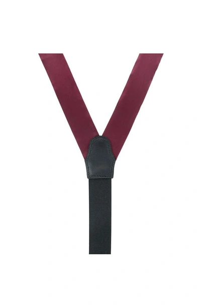 Shop Trafalgar Sutton Solid Silk Suspenders In Burgundy