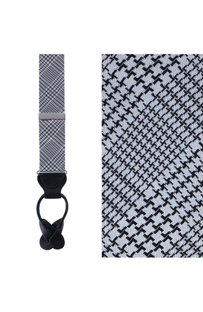 Trafalgar Benji Houndstooth Plaid Silk Suspenders In Black