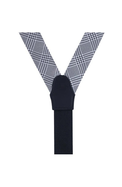Shop Trafalgar Benji Houndstooth Plaid Silk Suspenders In Black