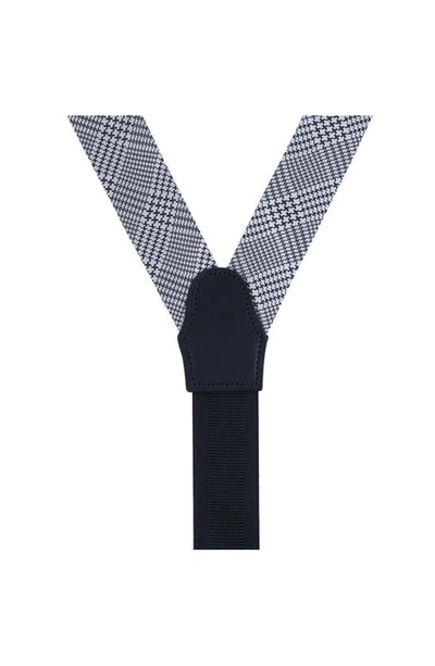 Trafalgar Benji Houndstooth Plaid Silk Suspenders In Black