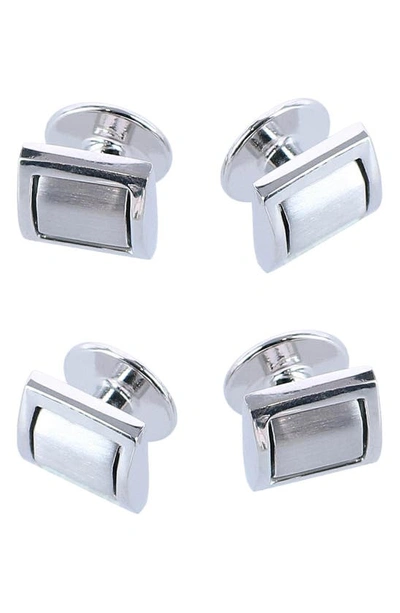 Shop Trafalgar The Plaza Square Cuff Link & Stud Set In Silver