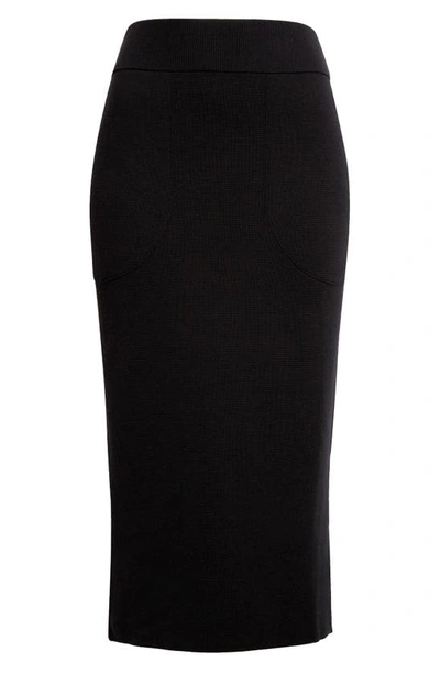 Shop Akris Punto Wool Stretch Knit Pencil Skirt In 009 Black