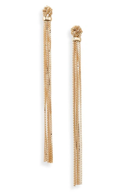 Shop Nordstrom Knotted Fringe Linear Drop Earrings In Gold