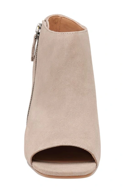 Shop Johnston & Murphy Evenlyn Cutout Open Toe Bootie In Taupe Kid Suede