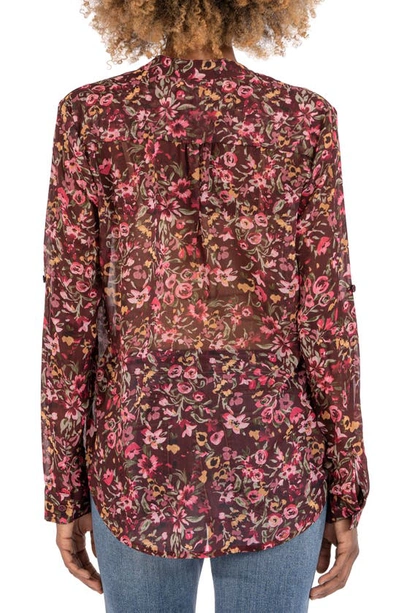 Shop Kut From The Kloth Jasmine Chiffon Button-up Shirt In Marsan Bordeaux Pink