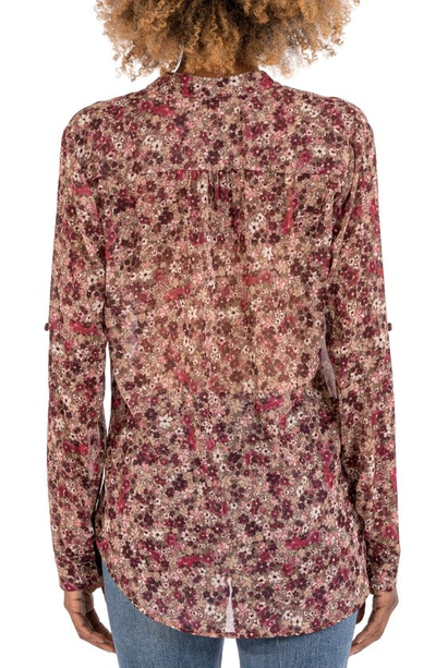 Shop Kut From The Kloth Jasmine Chiffon Button-up Shirt In Marseille Brown Berry