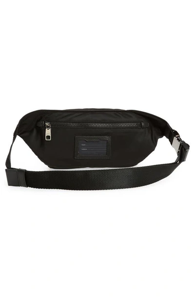 Dolce & Gabbana Rubber Logo Nylon Belt Bag In Black/ Black