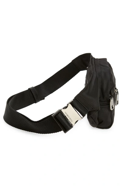 Dolce & Gabbana Rubber Logo Nylon Belt Bag In Black/ Black