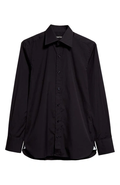 Shop Tom Ford Slim Fit Cotton Poplin Button-up Shirt In Black
