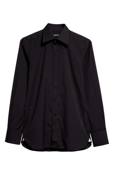 Tom Ford Slim Fit Cotton Poplin Button-up Shirt In Black