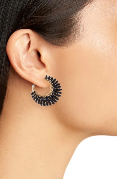 Shop Gas Bijoux Izzia Beaded Hoop Earrings In Black